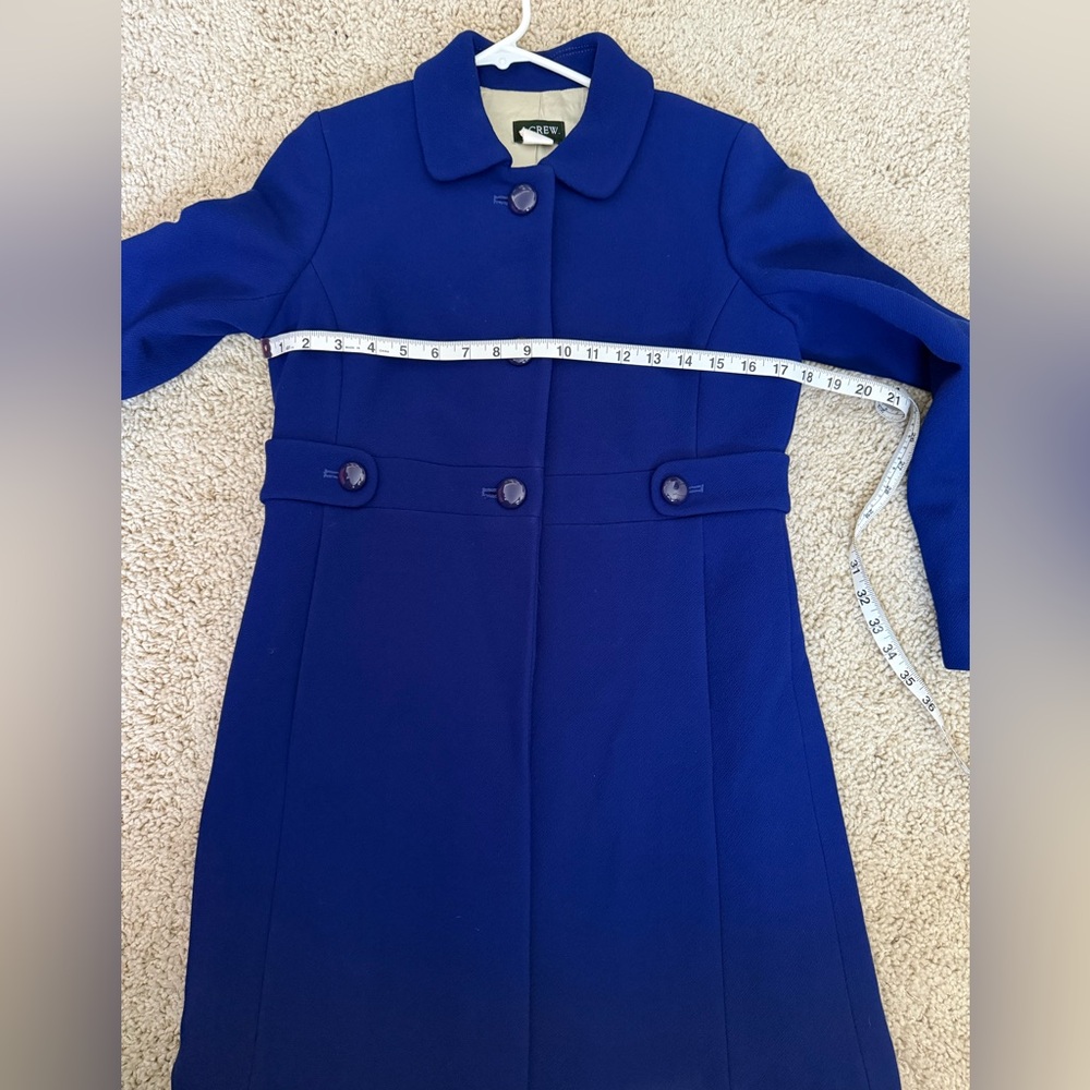 J.Crew Royal Blue Wool Coat Petite 4P Tailored Winter Coat - Picture 7 of 12